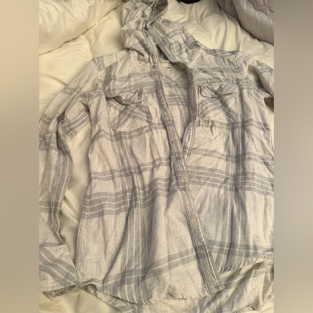 TNA Plaid Button-up Shirt Men's Gray Plaid size XS